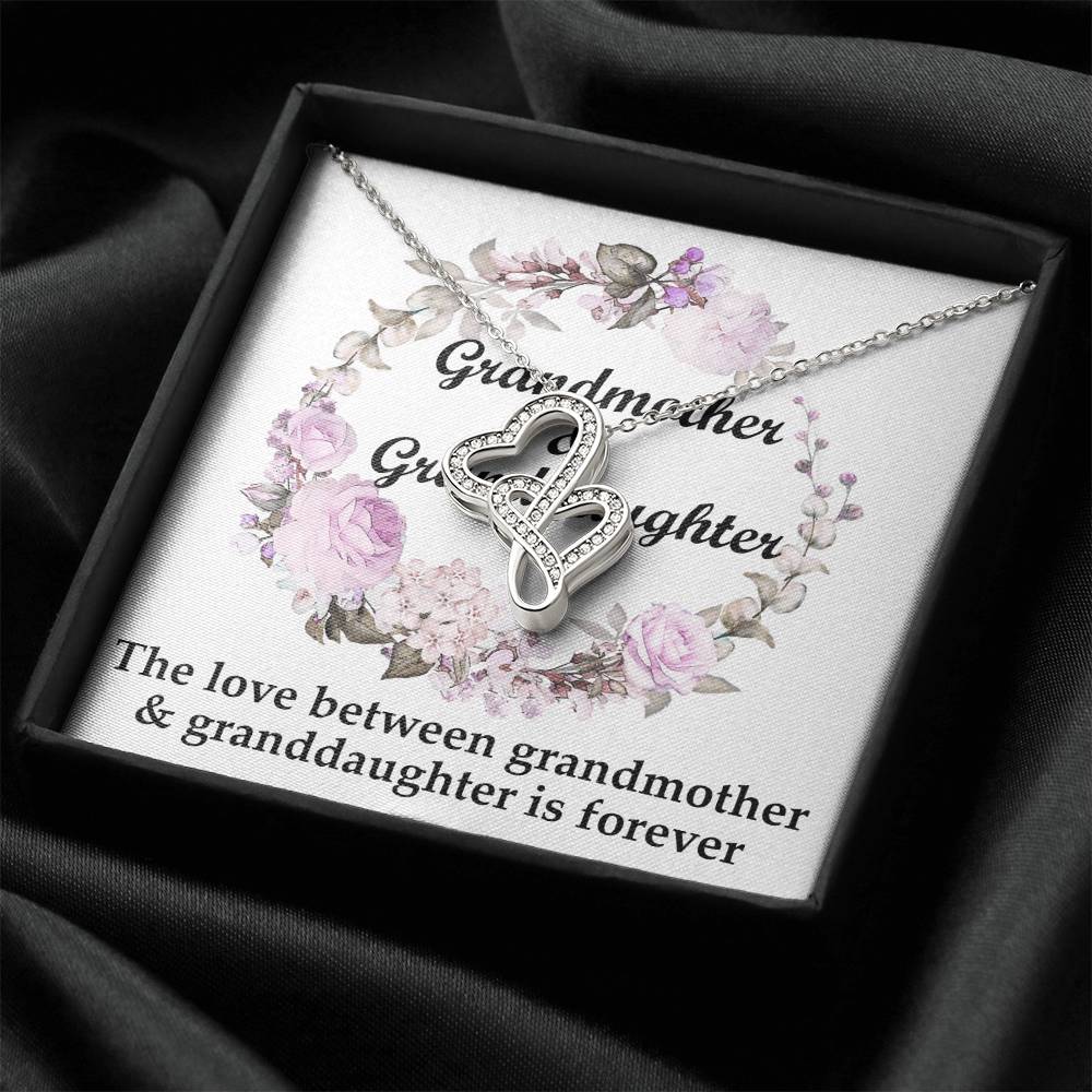 The Love Between Grandmother And Granddaughter Is Forever - Best Gift For Granddaughter Double Hearts Necklace