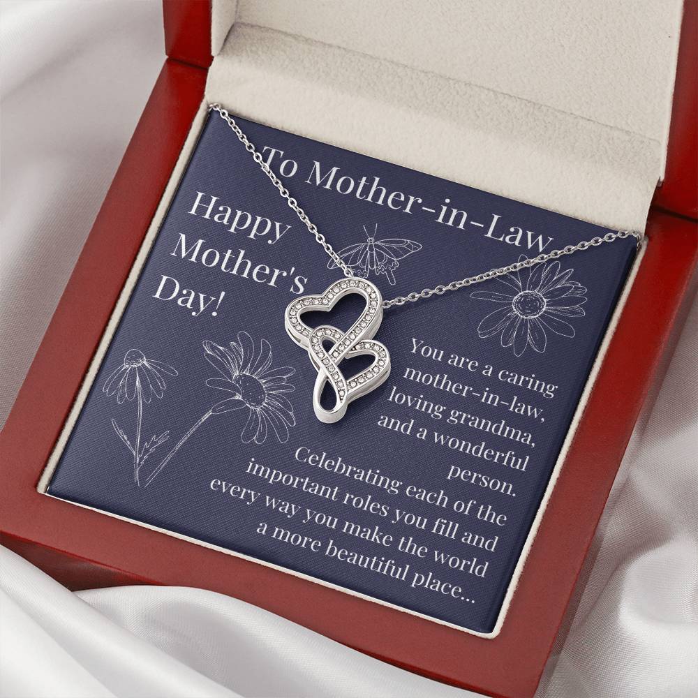 Mother-In-Law Mother's Day  Double Hearts Necklace