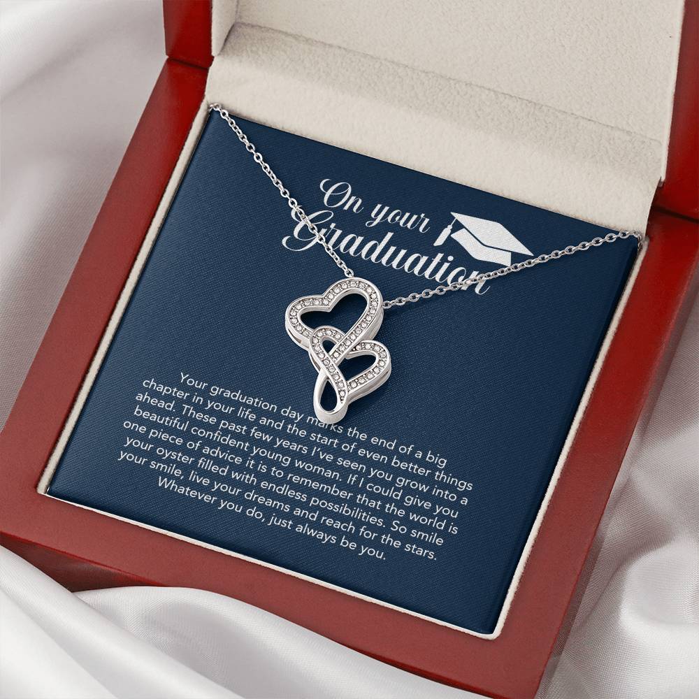 On Your Graduation - Katie - Congratulations - Love Mom And Dad - Sweethearts Necklace - Graduation Gift Necklace For  Double Hearts Necklace