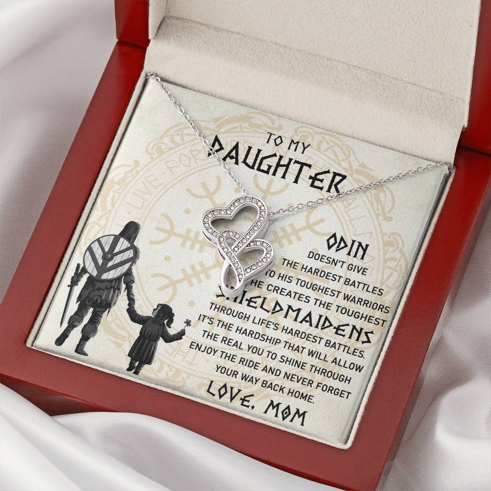 To My Daughter Necklace - Daughter Viking Jewelry - Norse Daughter Gift -  Mom And Daughter Never Forget I Love You Gi Double Hearts Necklace