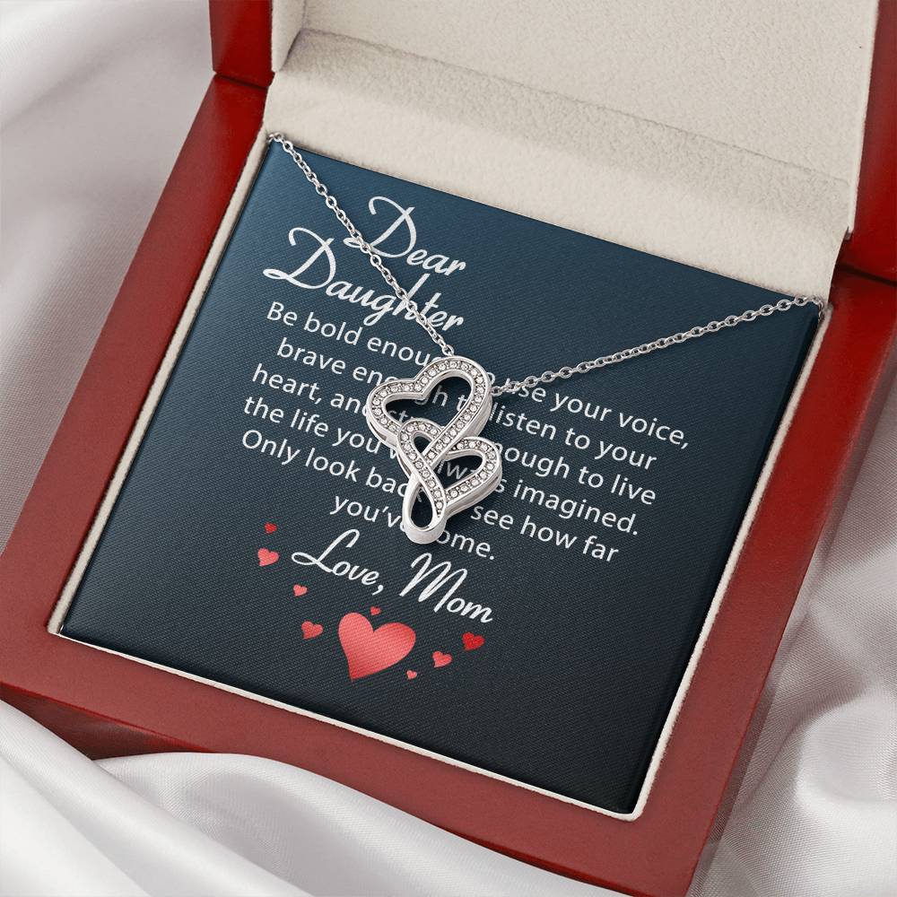 To Daughter From Dad 2 Double Heart Necklace Gift - Daughter Gift - To My Daughter Necklace From Mom - To My Daughter  Double Hearts Necklace