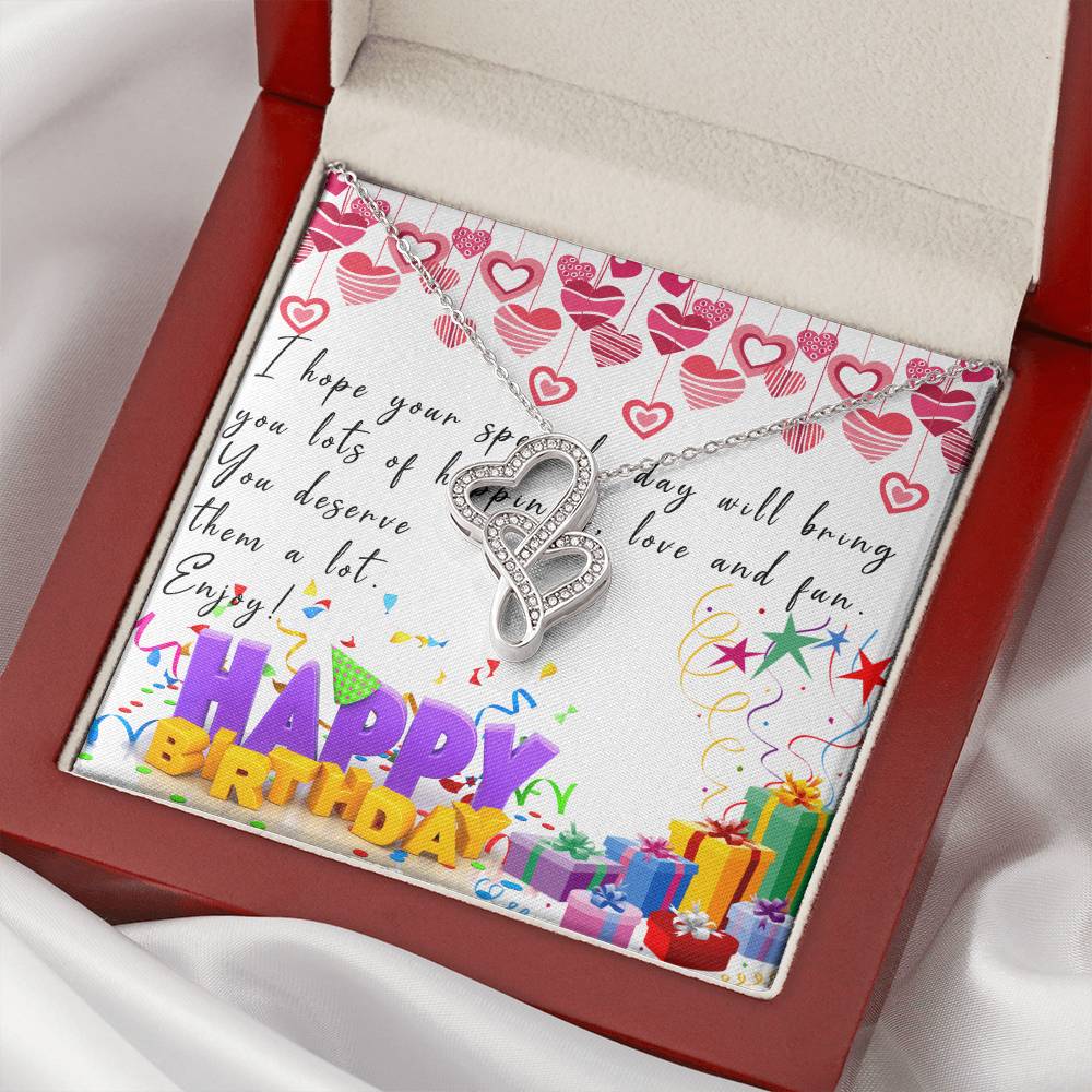 Happy Birthday I Hope Your Special Day Double Hearts Necklace