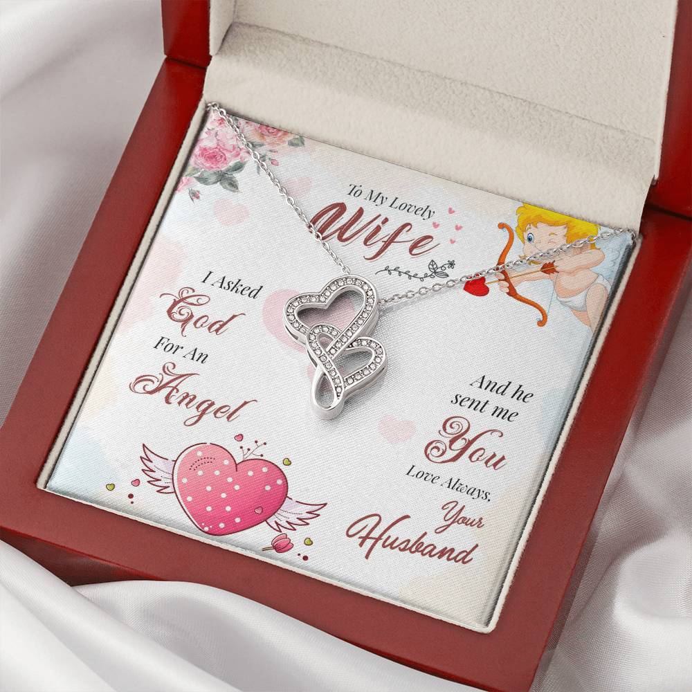 To My Lovely Wife - Love Always Your Husband -  Double Hearts Necklace