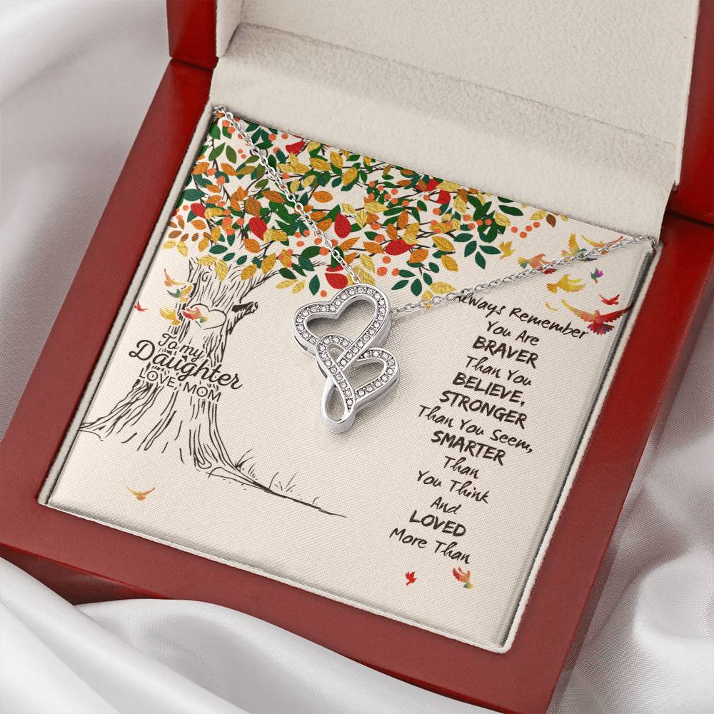 To My Daughter Love Mom ! Double Hearts Necklace