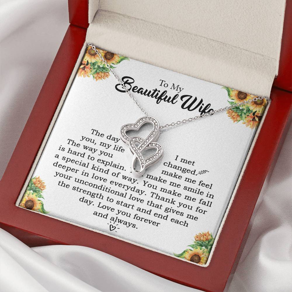 To My Beautiful Wife Necklace  Anniversary Gift For Wife Birthday Gift For Wife Gift For Wife Necklace For Wife Gift F 1 Double Hearts Necklace
