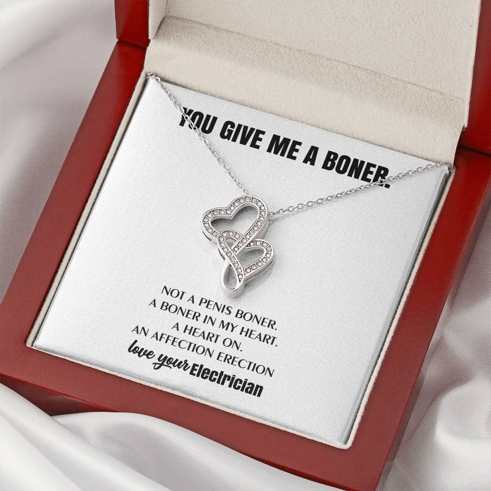 You Give Me A Heart Boner An Affection Erection  Funny & Sarcastic Love For Her Mature Best Fu 11 Double Hearts Necklace