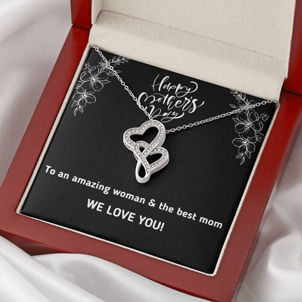 Mother's Day Gift. Forever Love Necklace For The Best Mom And Wife Ever. Double Hearts Necklace