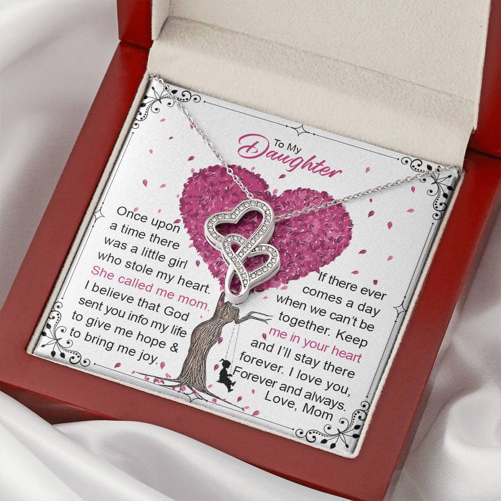 To My Daughter  3 Double Hearts Necklace