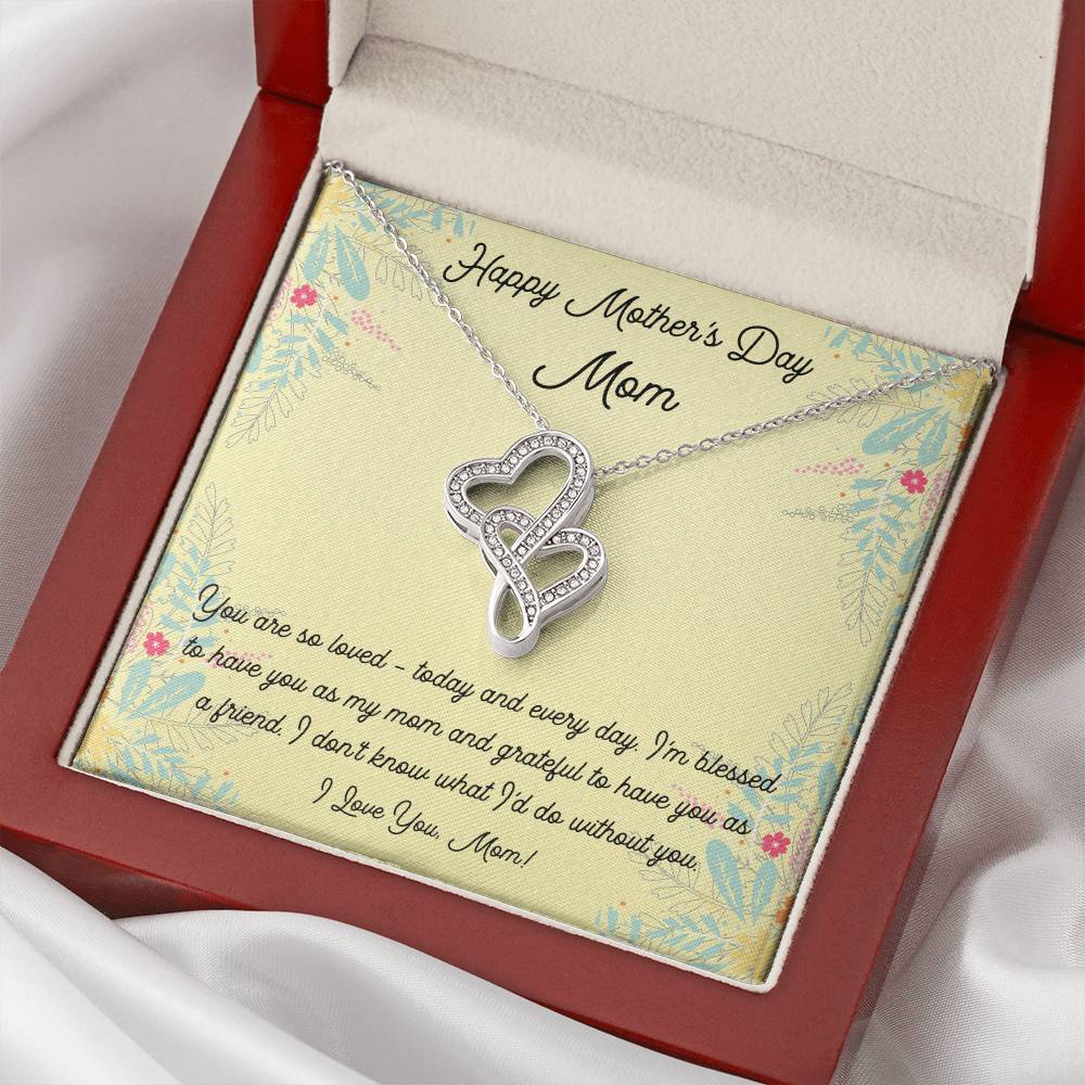 Mother's Day Open Heart Necklace Double Hearts Necklace