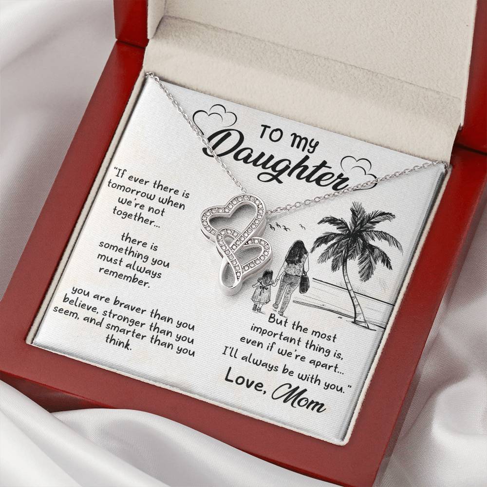 To My Daughter Necklace Double Hearts Necklace