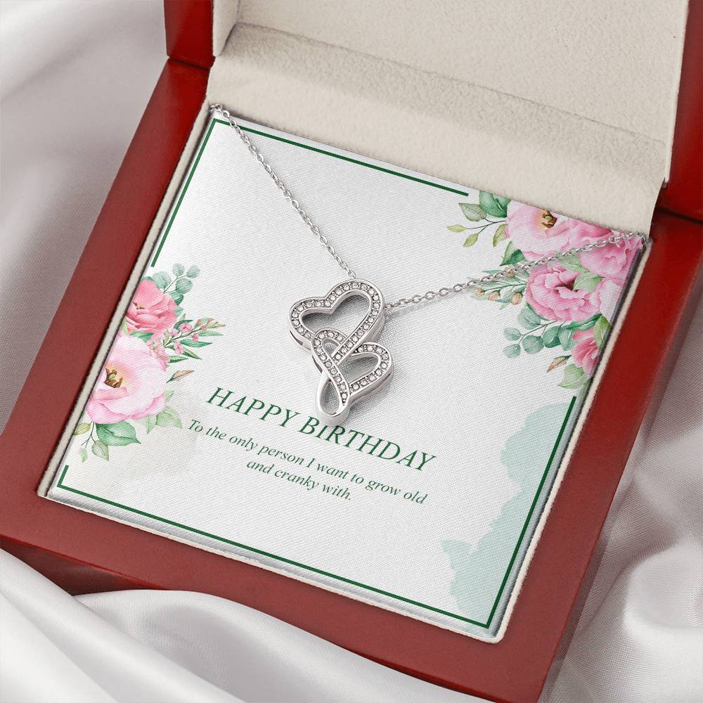 Happy Birthday Wife-  Double Hearts Necklace