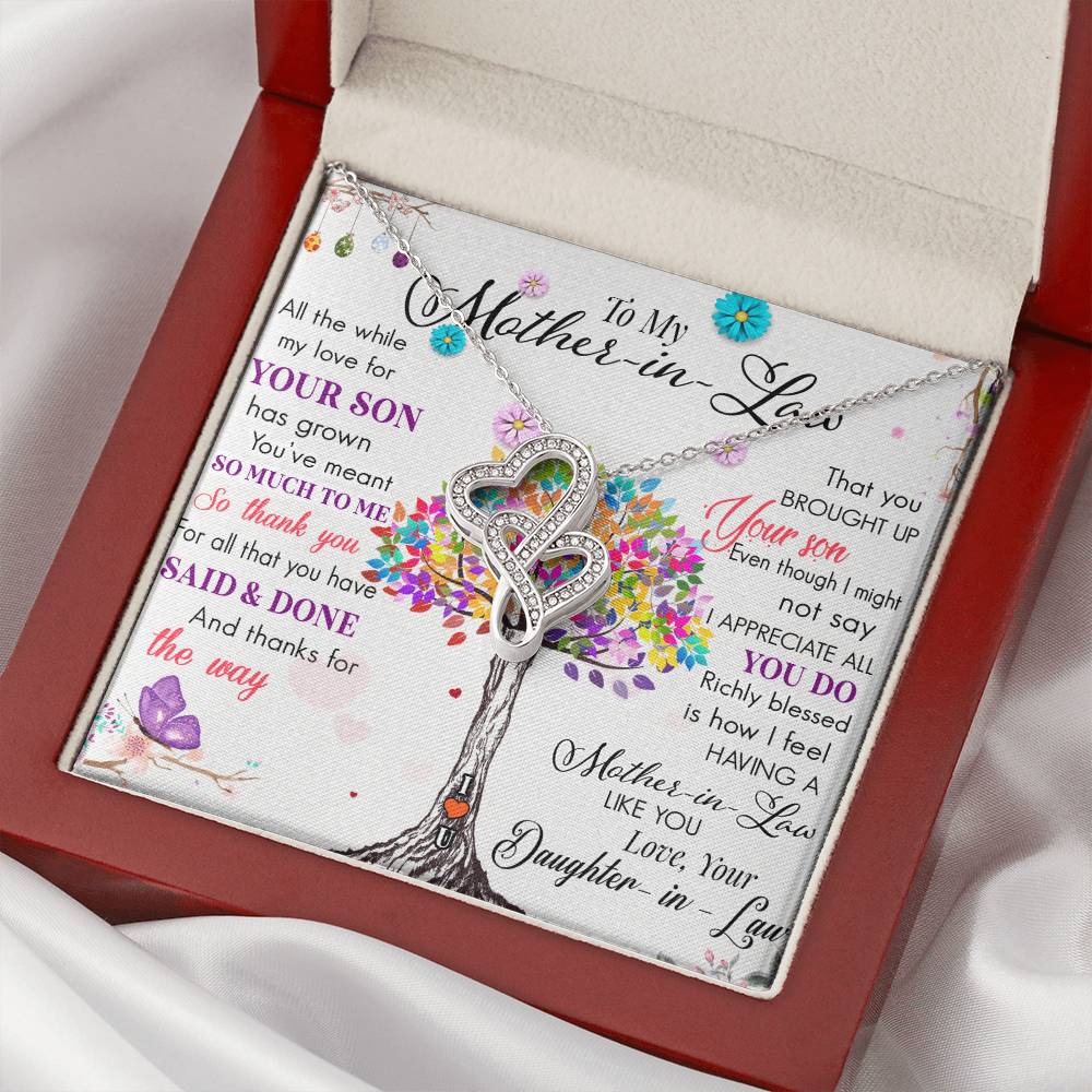 To My Mother In Law 2 Double Hearts Necklace