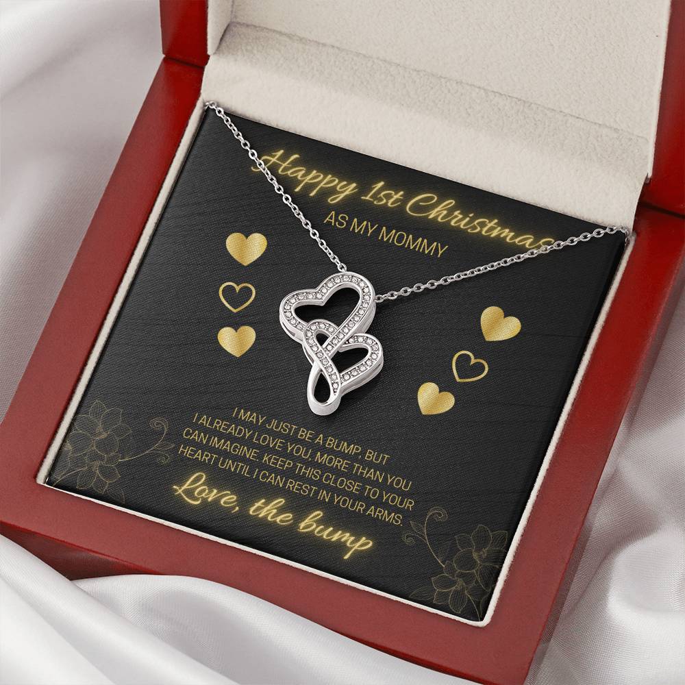 Happy 1St Christmas Black Double Hearts Double Hearts Necklace