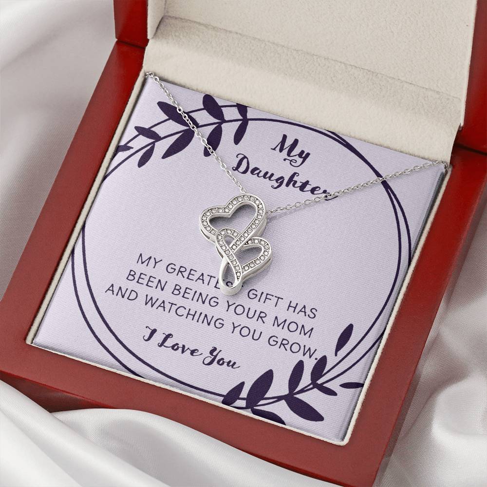 My Daughter My Greatest Gift Double Hearts Necklace