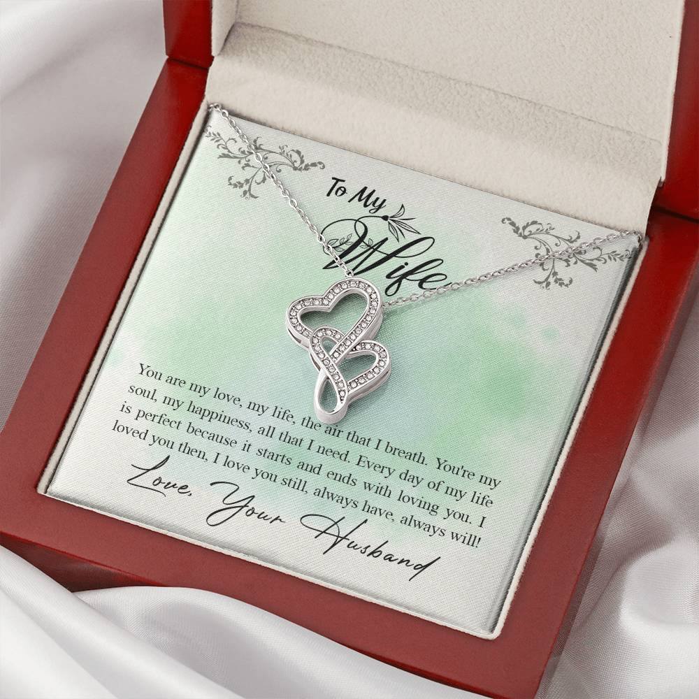 Double Heart Necklace - For Wife Double Hearts Necklace