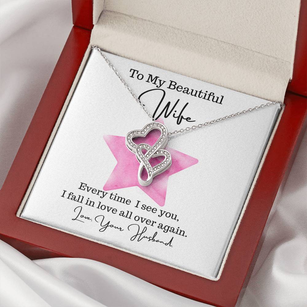 Husband To Wife -  Necklace For Gift 1 Double Hearts Necklace