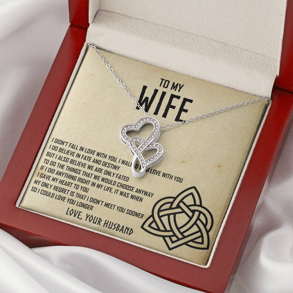 Necklace For Your Wife - An Eternal Love - Love Your Husband - To Wife From Husband Double Heart Necklace Gift Wedding Double Hearts Necklace