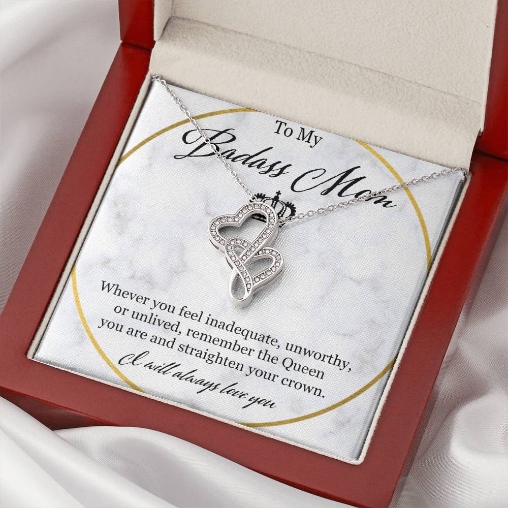 To My Badass Mom Double Hearts Necklace