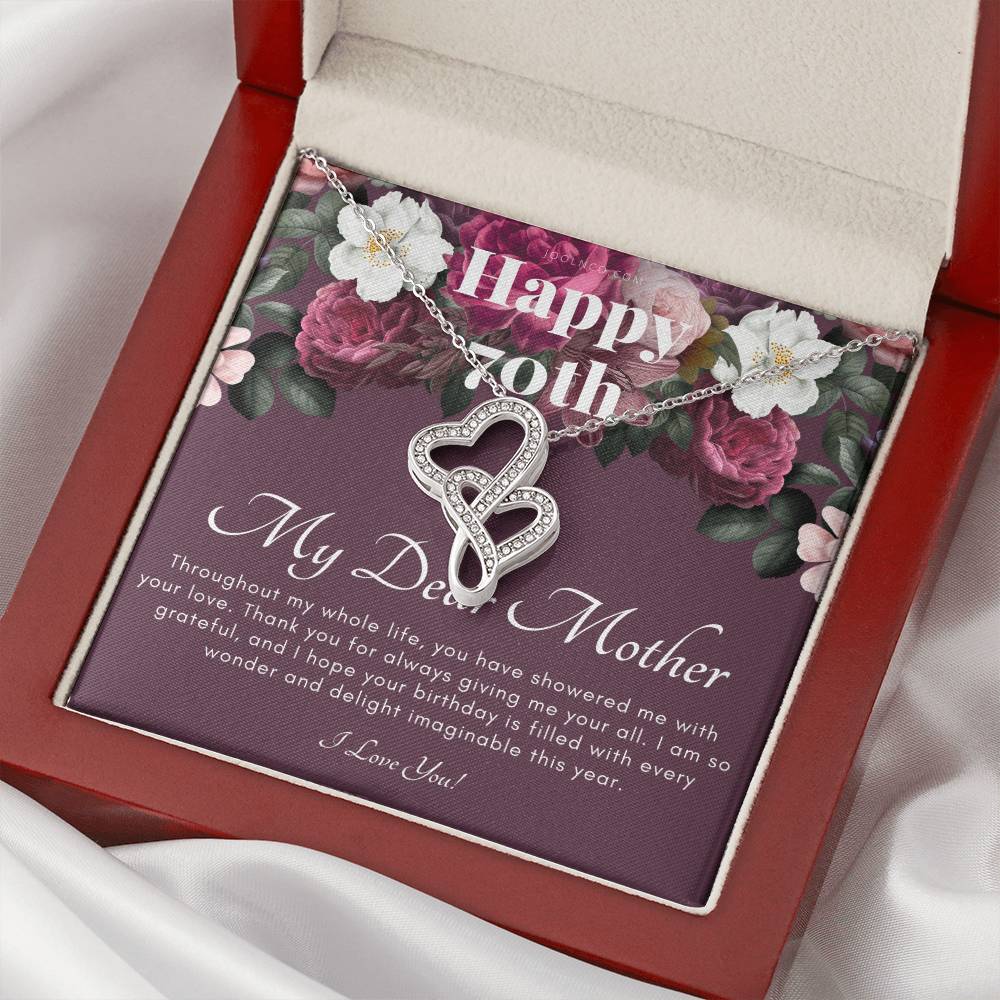 Mother's 70Th Birthday Gift  Gift For Mom On Her Birthday  Gift For Mom From Daughter & Son  Mom Necklace  Best Mom Gi Double Hearts Necklace