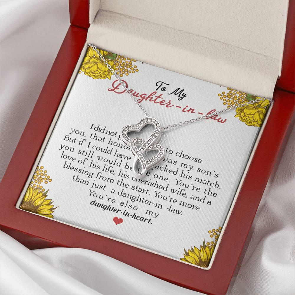 To My Daughter-In-Law You're Also My Daughter In Heart  2 Double Hearts Necklace