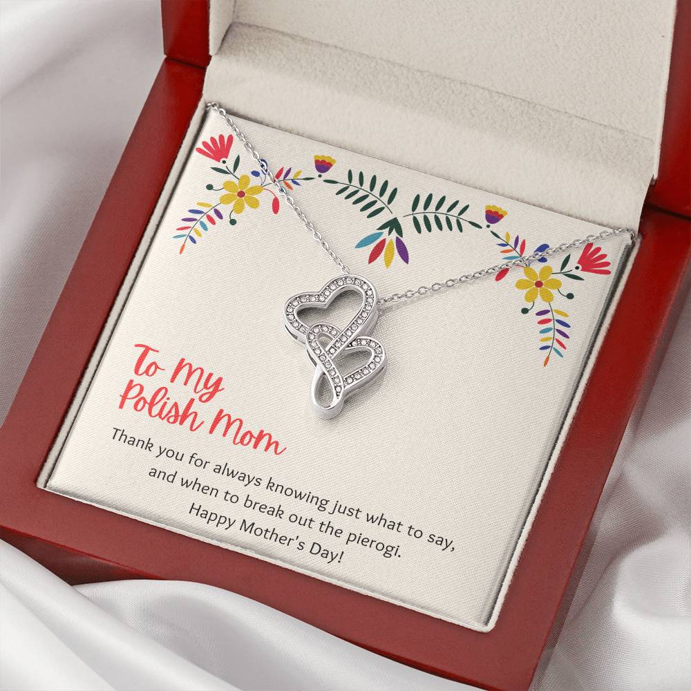 To My Polish Mom On Mother's Day Necklace Double Hearts Necklace