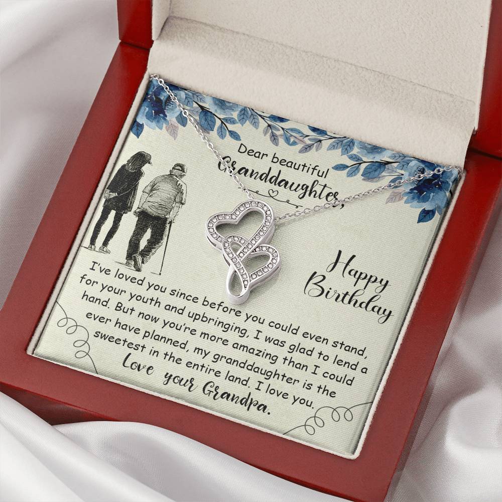 To My Precious Granddaughter Double Hearts Necklace