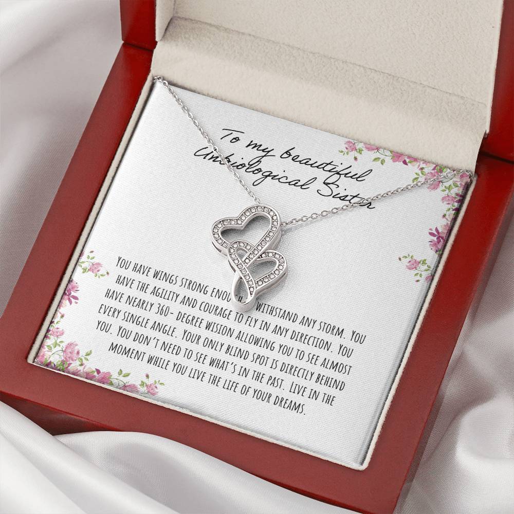 To My Beautiful Step Sister Double Hearts Necklace