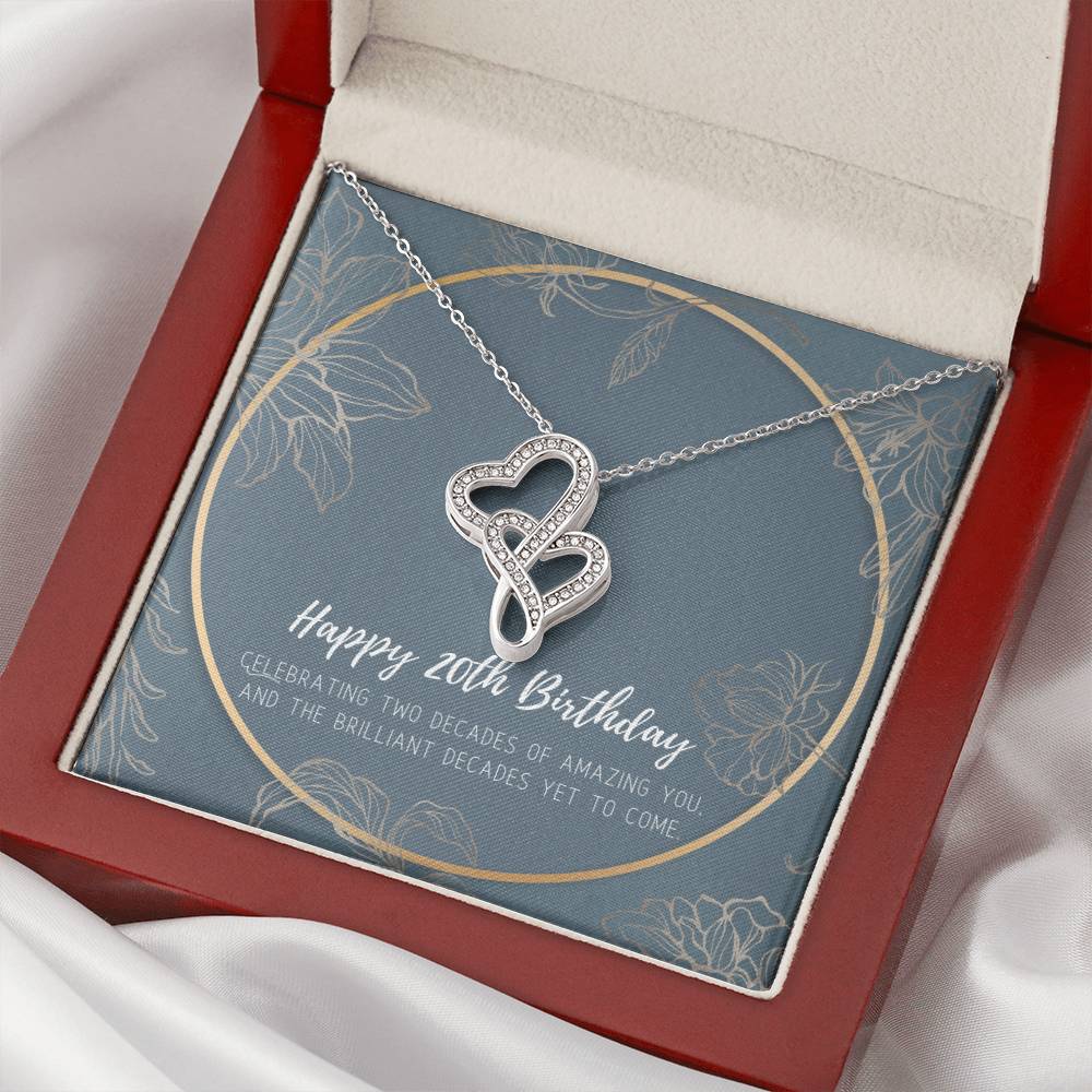 20Th Birthday Gifts For Women  Necklace For Her  2 Decade Jewelry  20 Years Old  20Th Birthday Gift Necklace  Jewelry  Double Hearts Necklace