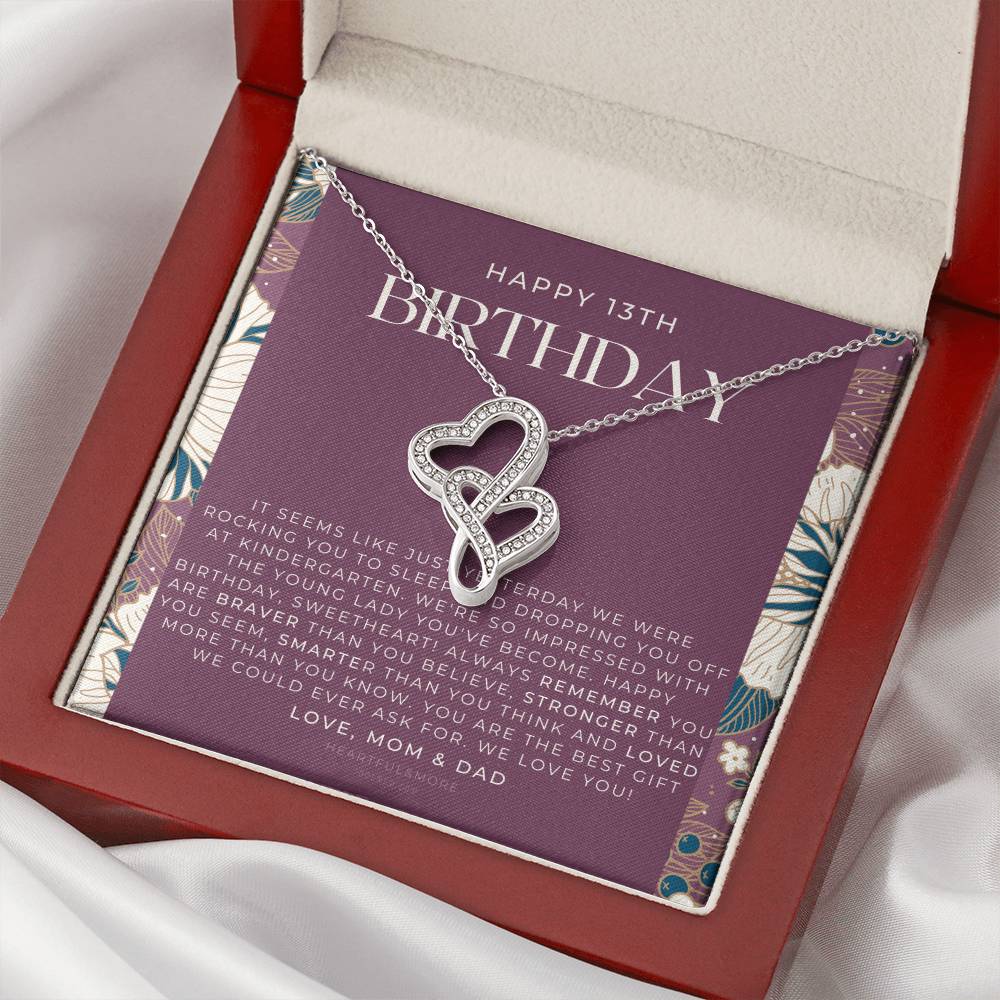 Gift For 13 Year Old Girl Gifts 13Th Birthday Girl 13Th Birthday Gift Thirteenth Birthday Necklace Teen Birthday Gift  Double Hearts Necklace