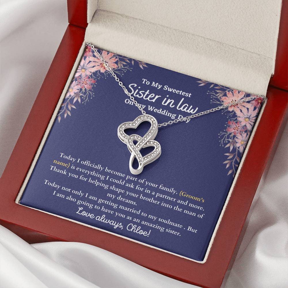 Sister In Law On My Wedding Day - Double Heart Double Hearts Necklace