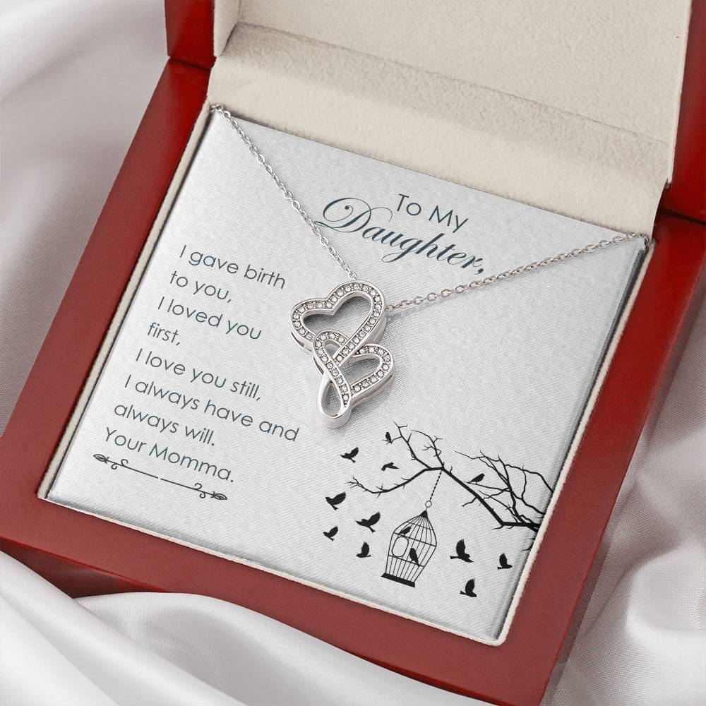To My Daughter -  2 Double Hearts Necklace