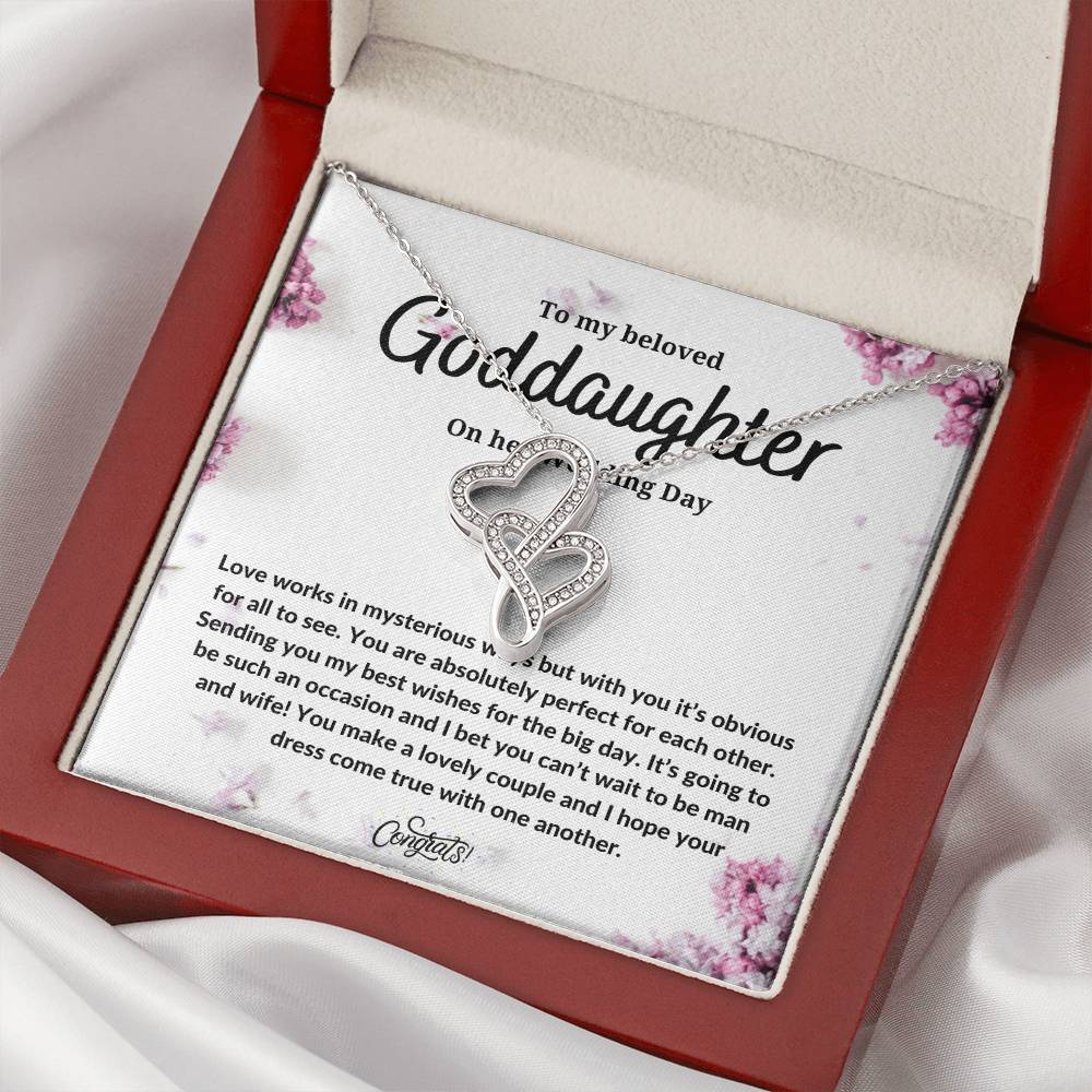 Goddaughter On Her Wedding Day - Double Heart Double Hearts Necklace
