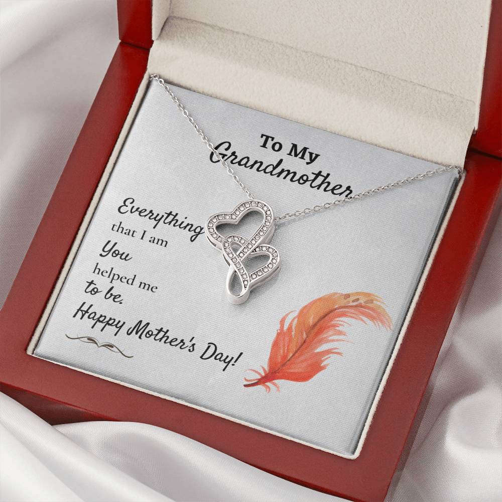 To My Grandmother - Everything That I Am Double Hearts Necklace