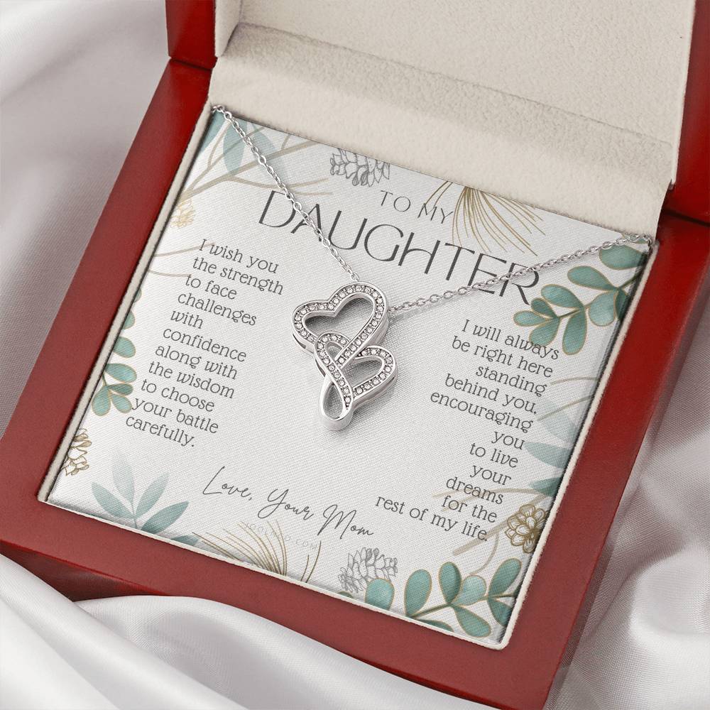 To My Daughter Live Your Dreams Necklace Gift For Daughter From Dad Daughter Birthday Graduation Christmas Present Double Hearts Necklace
