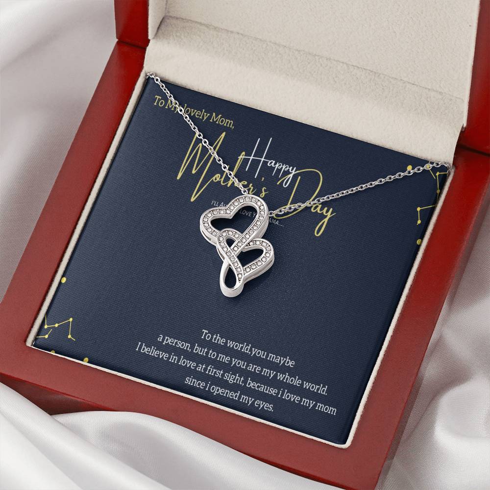 To My Best Mom Double Hearts Necklace