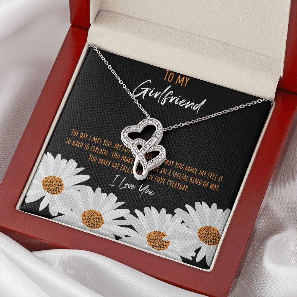 To My Girlfriend The Day I Met You My Life Changed Double Hearts Necklace