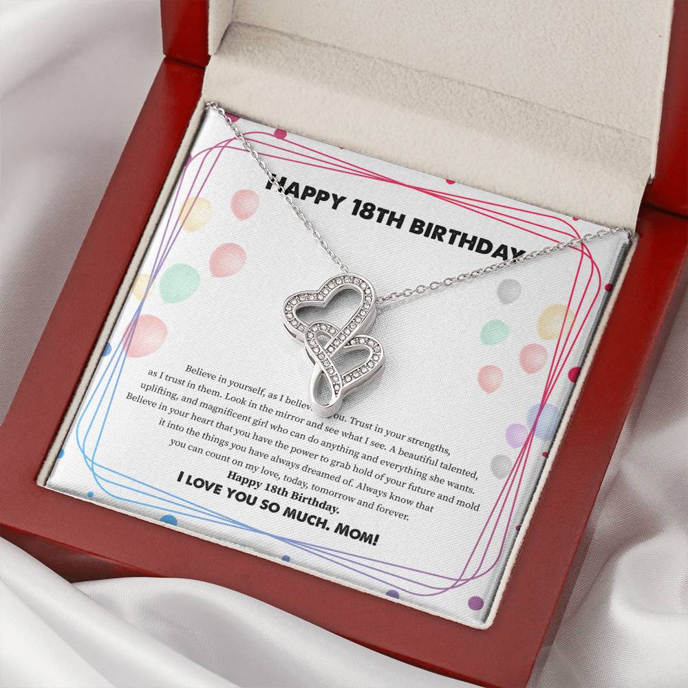 To My Daughter Happy - Birthday Double Hearts Necklace