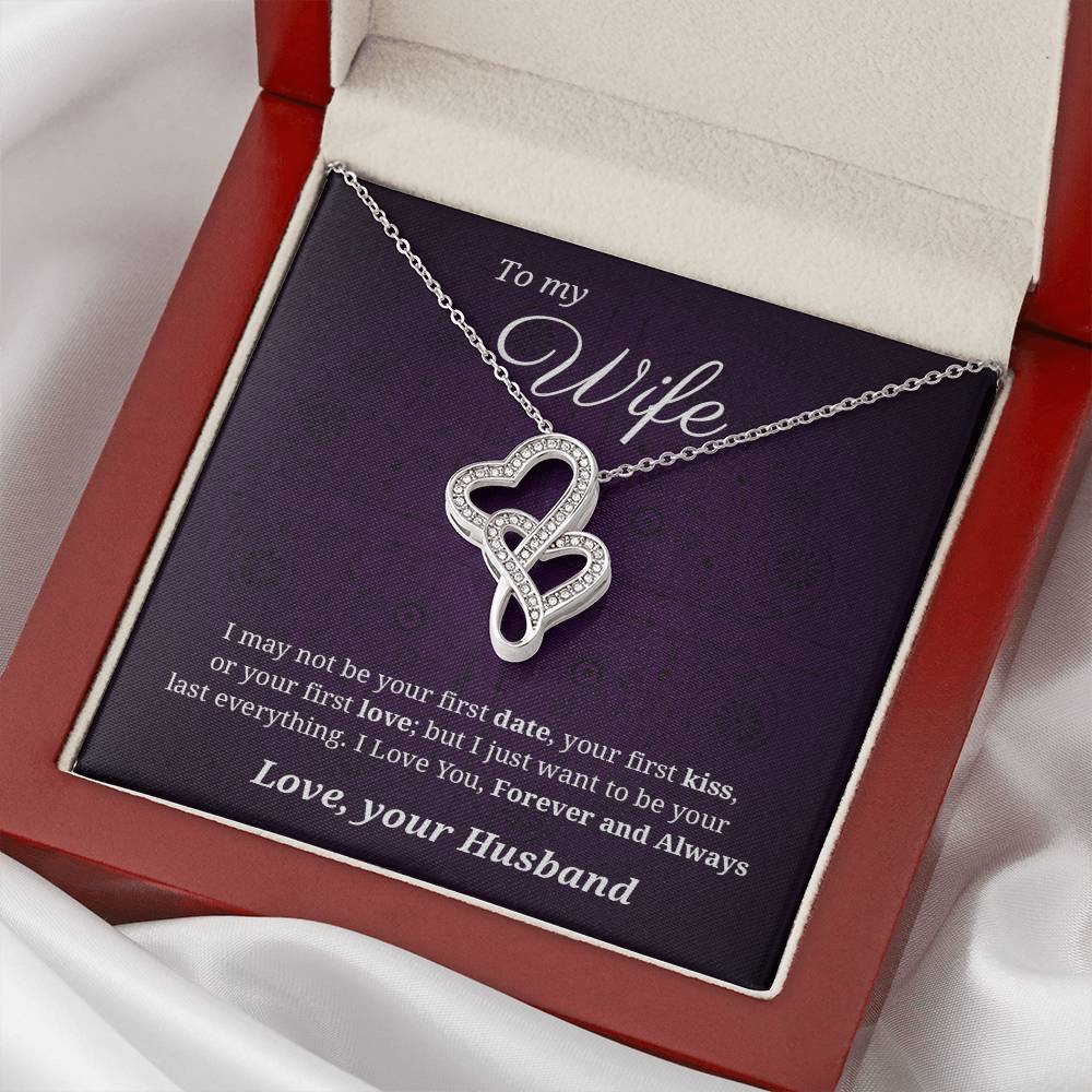 To Wife Forever And Always  Double Hearts Necklace