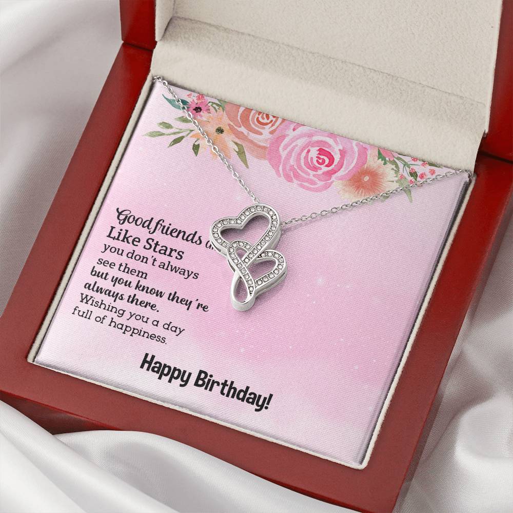 Good Friends Are Like Stars - Birthday Gift For Friend -  Double Hearts Necklace
