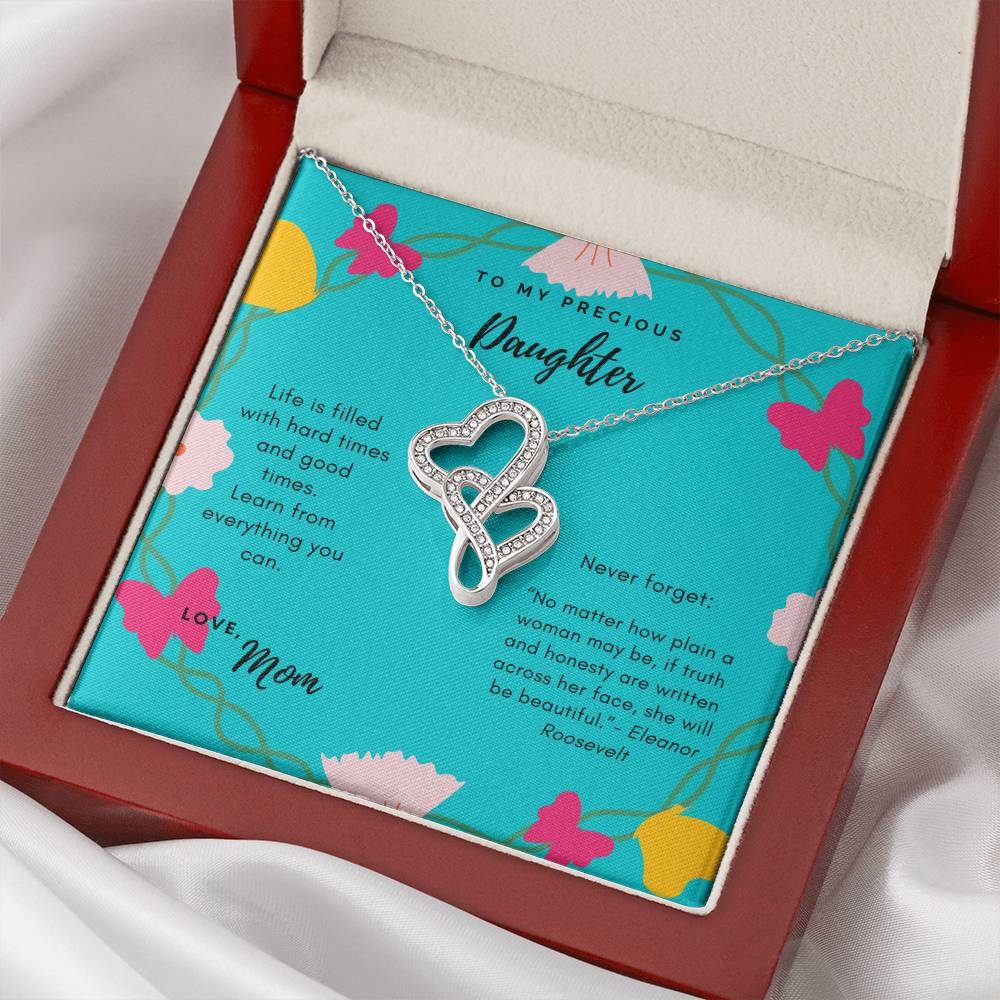 To My Daughter Never Forget Necklace Double Hearts Necklace