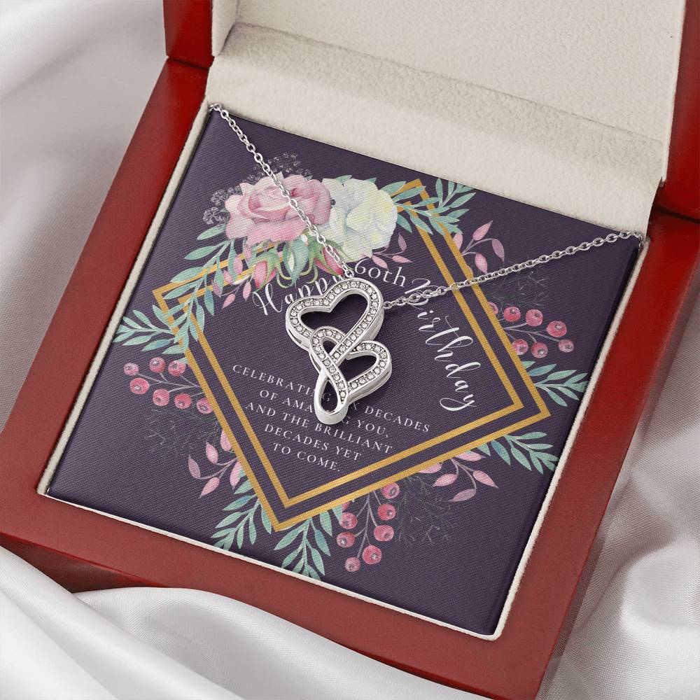 60Th Birthday Gifts For Women  Necklace For Her  6 Decade Jewelry  60 Years Old  60Th Birthday Gift Necklace  Jewelry  Double Hearts Necklace