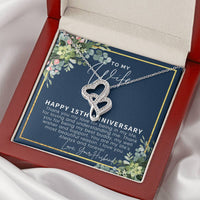 15Th Anniversary Gift For Wife 15 Year Anniversary Gifts 15Th Wedding Anniversary Gift Ideas 15 Year Anniversary Gift  Double Hearts Necklace