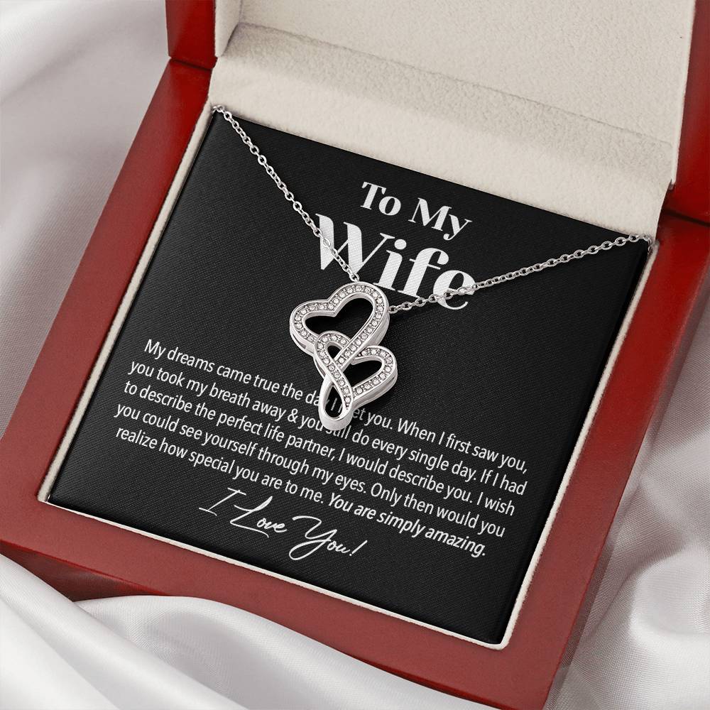 To My Dear Wife Gift Necklace Wife Necklace From Husband Anniversary Necklace For Wife Wife Birthday Gift To My Wife N Double Hearts Necklace