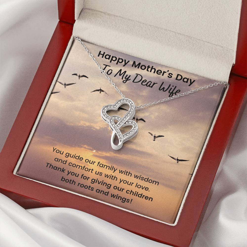 Happy Mother's Day To My Dear Wife Double Hearts Necklace