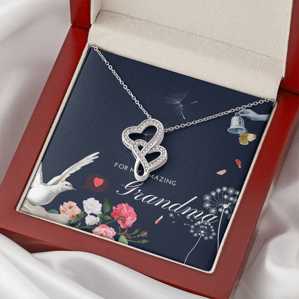 To My Amazing Grandma Necklace  To My Badass Grandmother Necklace  Gifts For Grandma  Grand Mother Necklace  From Gran Double Hearts Necklace