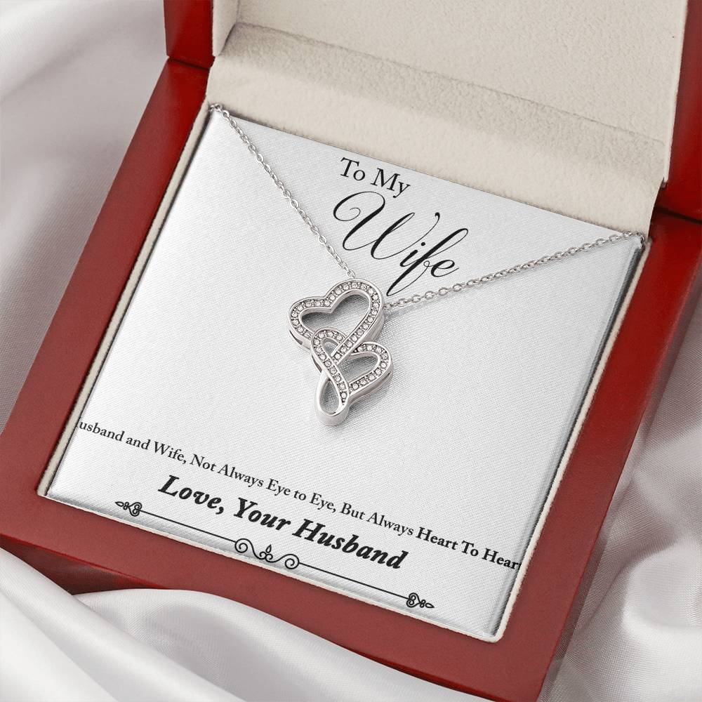 To Wife From Husband 3 Double Hearts Necklace