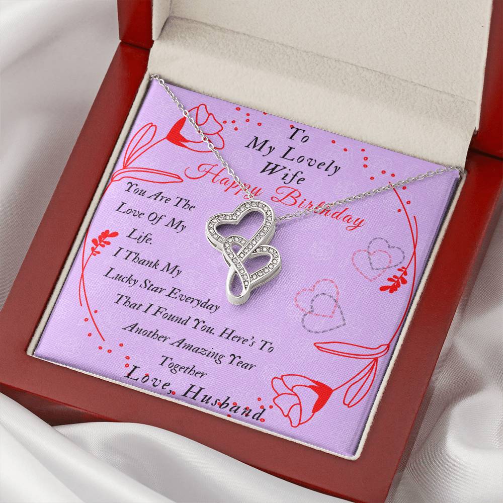 To My Lovely Wife- ! Birthday Gift For Wife Perfect Gift For Wife On Her Birthday Jewelry For He Double Hearts Necklace