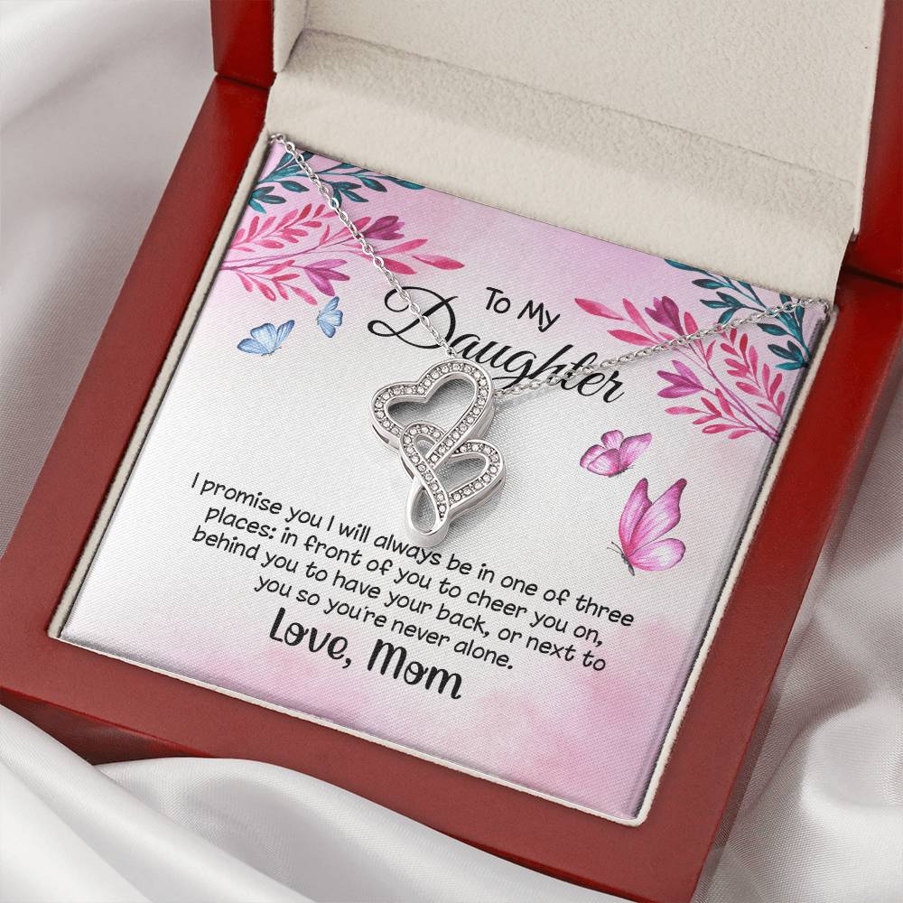 To My Daughter - I Promise You -  Double Hearts Necklace