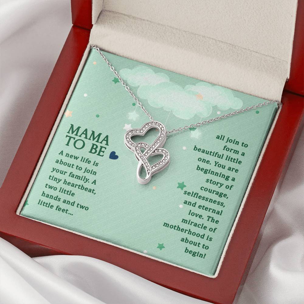 Mama To Be A New Life  Double Hearts Necklace