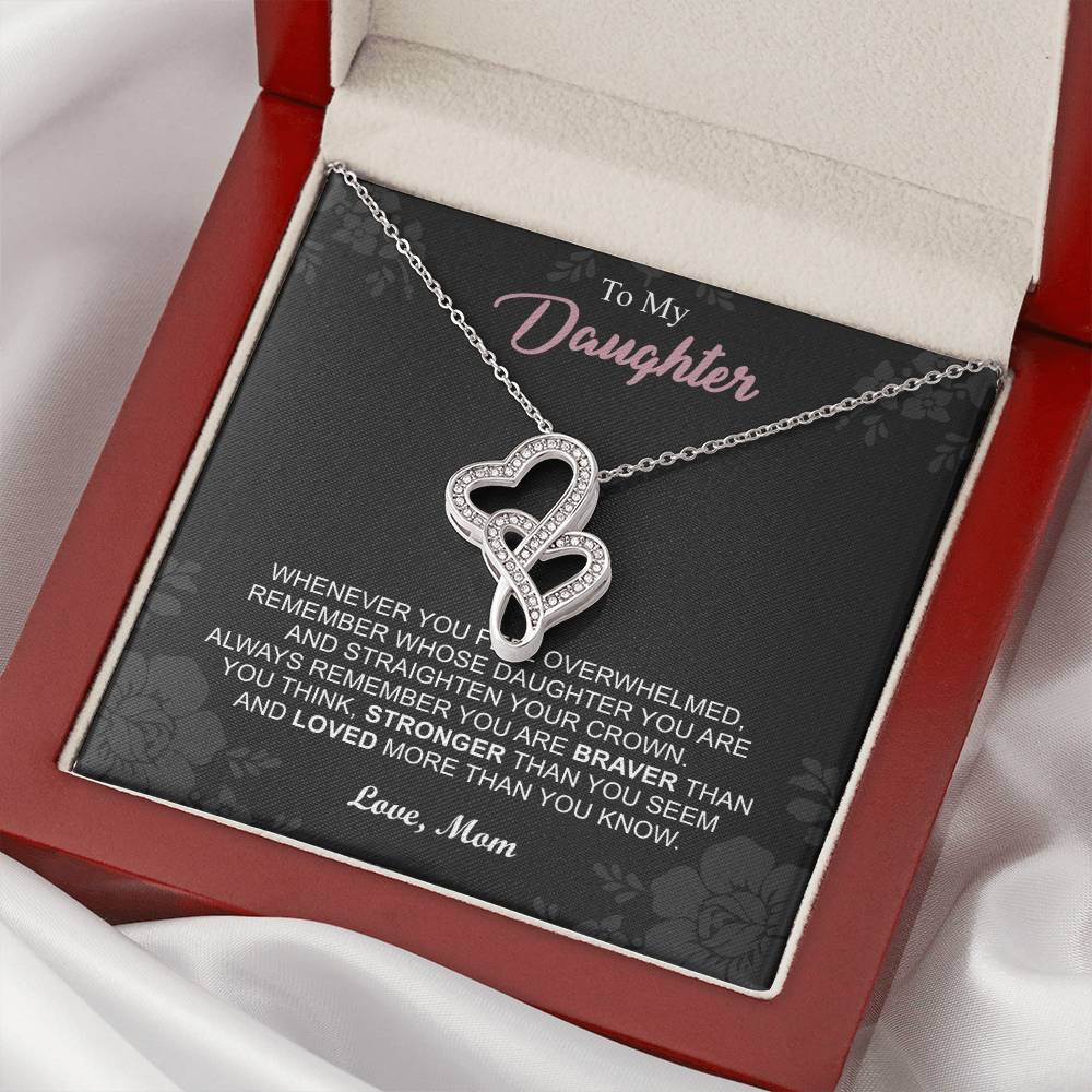 To My Daughter Necklace - Mom To Daughter Double Heart Necklace Gift - Mom And Daughter Always Remember Gift From Mom  6 Double Hearts Necklace